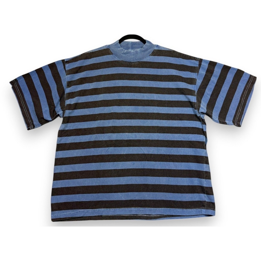 Vintage 80s Jimmy'z T Shirt Mens M Blue Striped Stripe Surf Skate Single Stitch